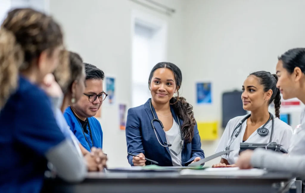 Medical professionals discussing important matters.