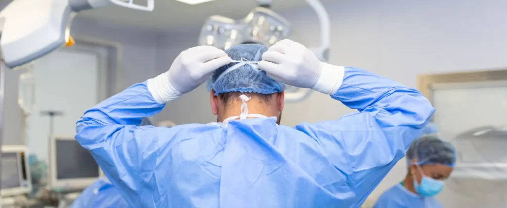 Surgeons preparing for a procedure.